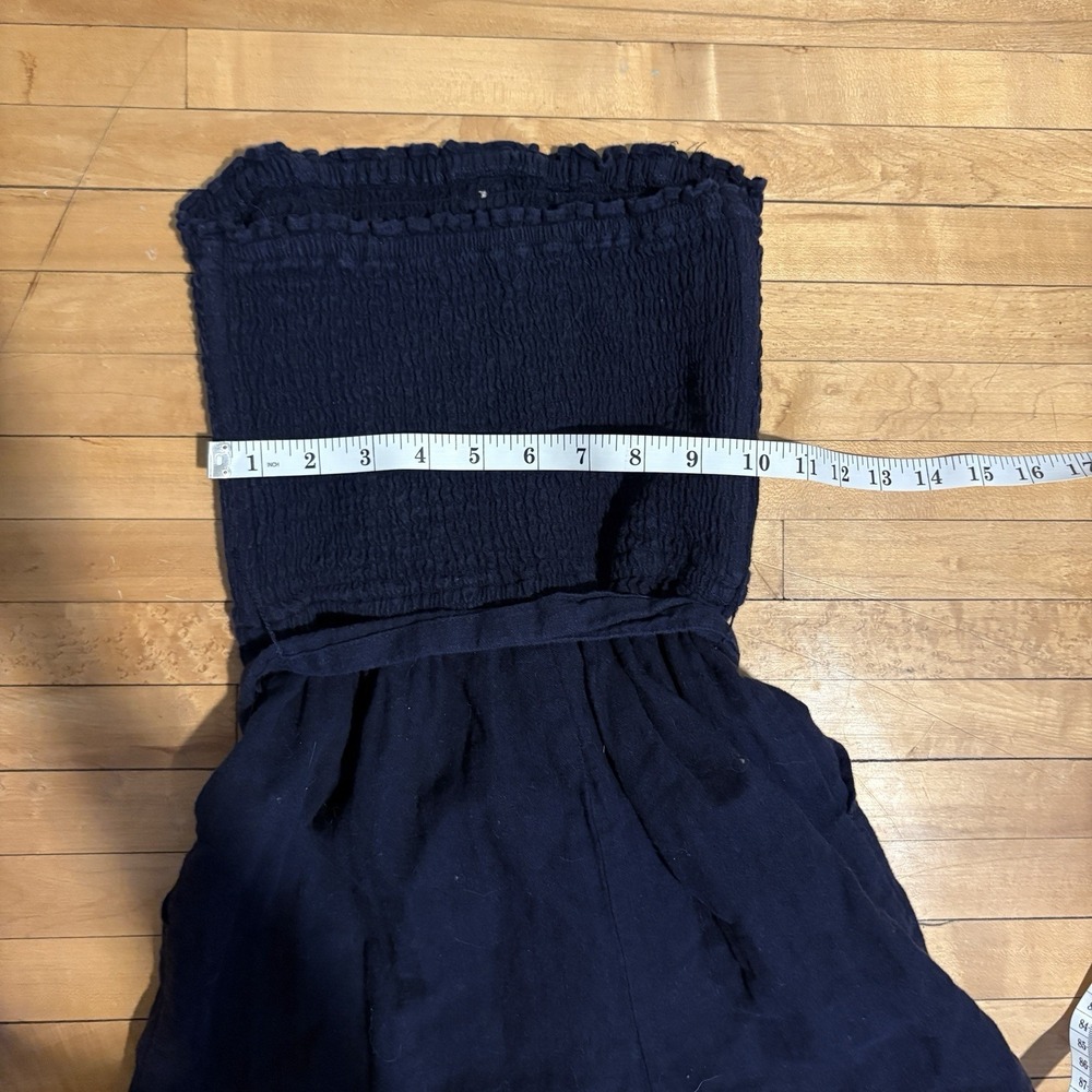 Abercrombie & Fitch Jumpsuit Y2K Blue Ruched Strapless Linen Coquette Women's S - Picture 7 of 7